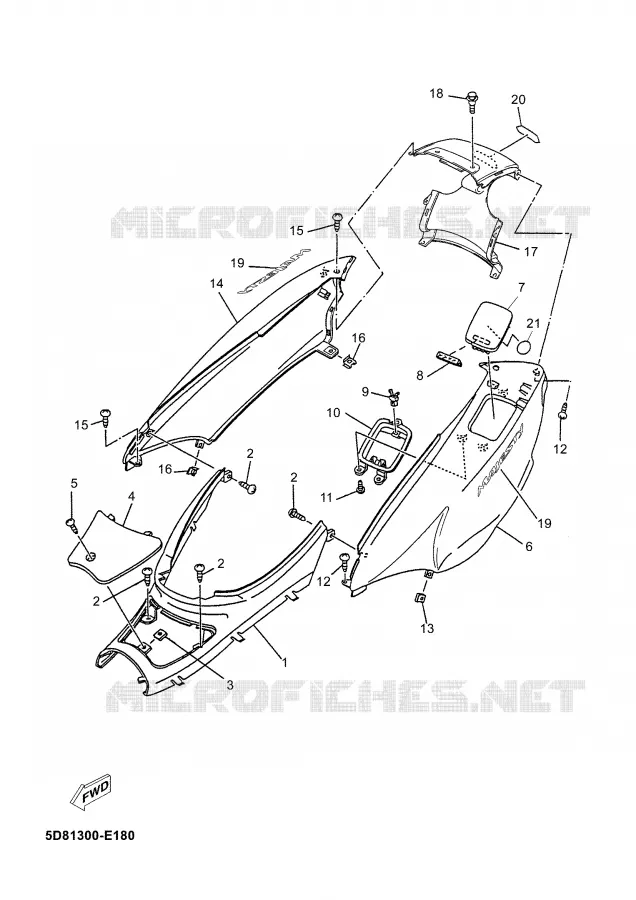 COUVERCLE LATERAL Yamaha SCOOTER 125 2009 MAJESTY  YP125E