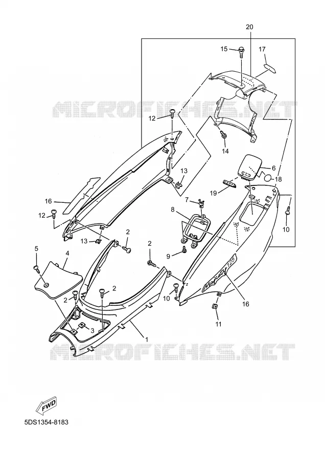 COUVERCLE LATERAL Yamaha SCOOTER 125 1998 MAJESTY  YP125R