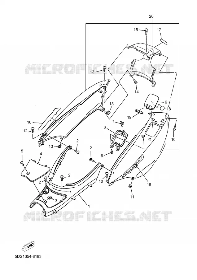 COUVERCLE LATERAL Yamaha SCOOTER 125 1998 MAJESTY  YP125R