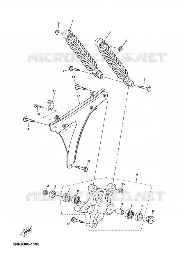 BRAS OSCILLANT / AMORTISSEUR Yamaha SCOOTER 150 2002 MAJESTY  YP150D
