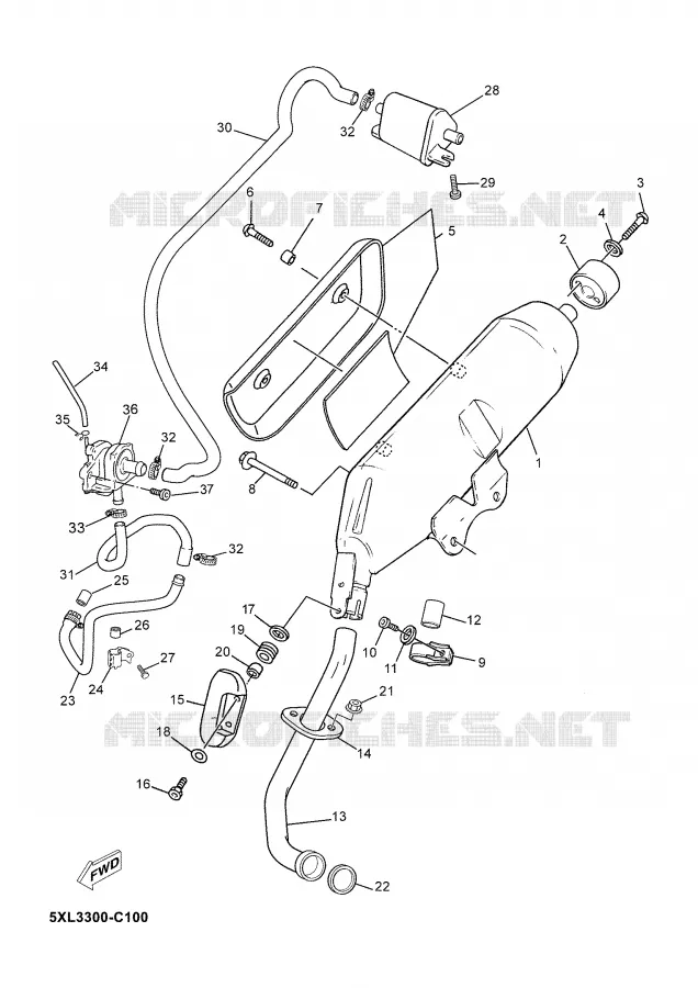 ECHAPPEMENT Yamaha SCOOTER 180 2005 MAJESTY  YP180E
