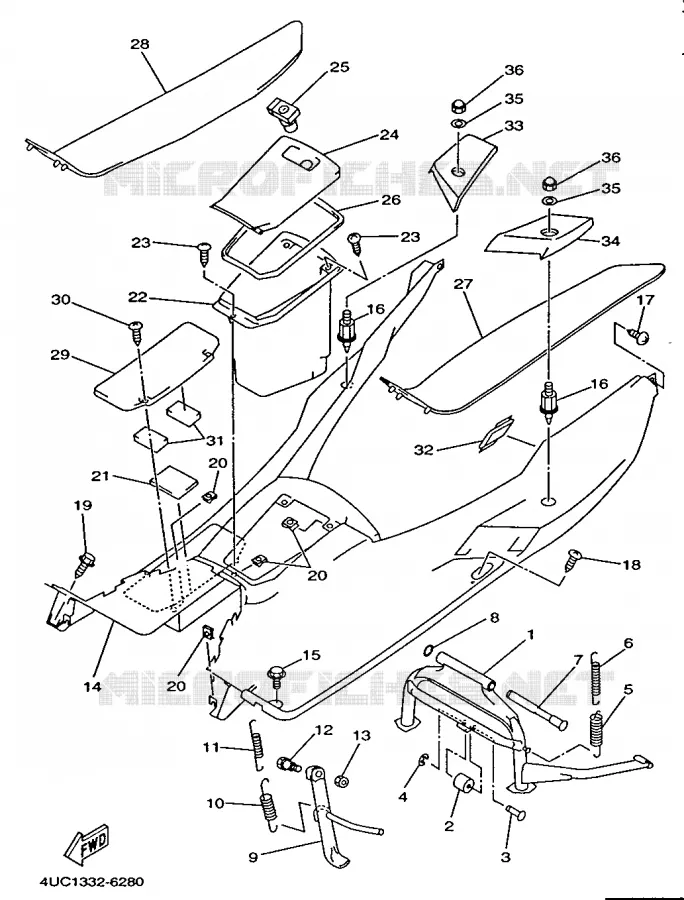 SUPPORT / REPOSE PIEDS Yamaha SCOOTER 250 1997 MAJESTY  YP250