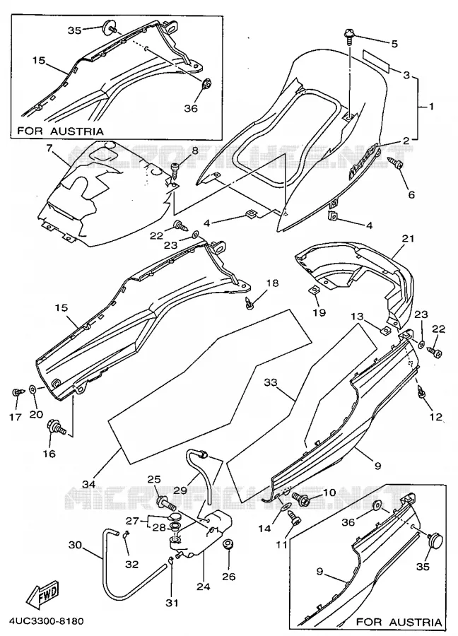 COUVERCLE LATERAL Yamaha SCOOTER 250 1998 MAJESTY  YP250