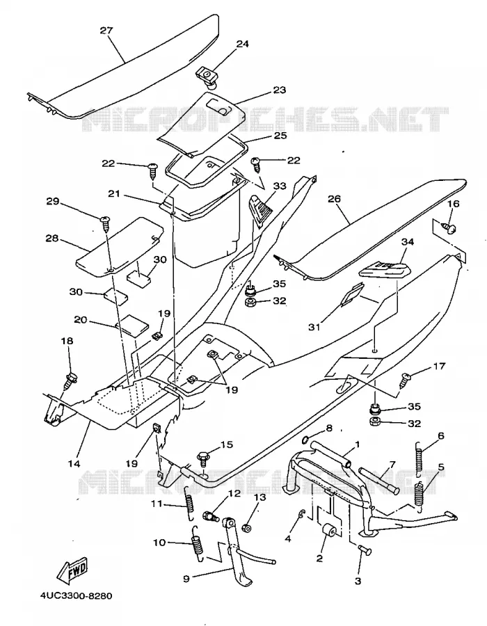 SUPPORT / REPOSE PIEDS Yamaha SCOOTER 250 1998 MAJESTY  YP250