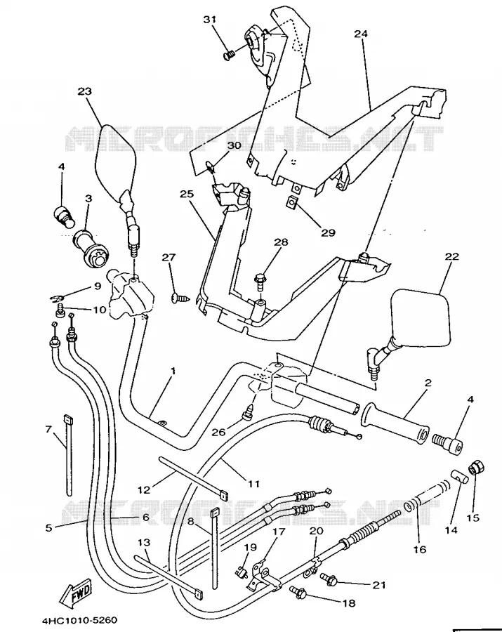 GUIDON ET CABLES Yamaha SCOOTER 250 1998 MAJESTY  YP250