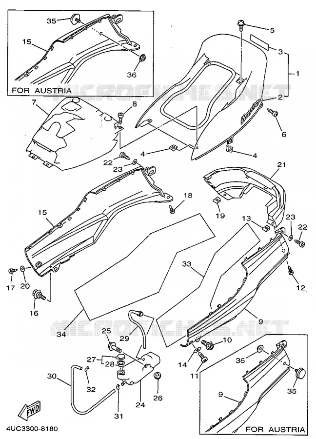 COUVERCLE LATERAL Yamaha SCOOTER 250 1998 MAJESTY  YP250