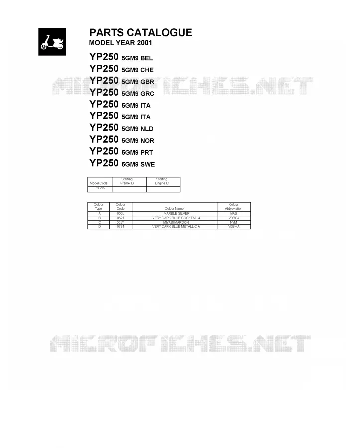 * CATALOG PREFACE * Yamaha SCOOTER 250 2001 MAJESTY  YP250