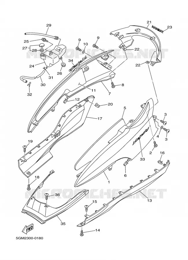 COUVERCLE LATERAL Yamaha SCOOTER 250 2002 MAJESTY  YP250