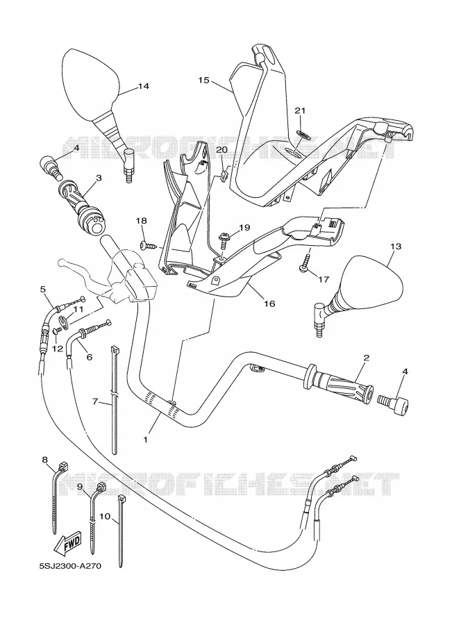 GUIDON ET CABLES Yamaha SCOOTER 250 2003 MAJESTY  YP250
