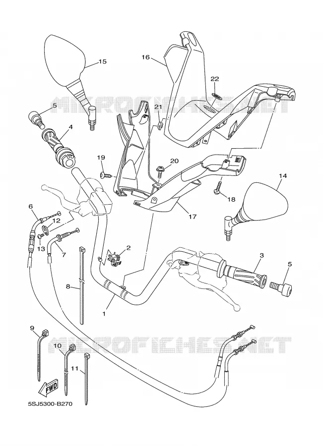 GUIDON ET CABLES Yamaha SCOOTER 250 2003 MAJESTY ABS  YP250A