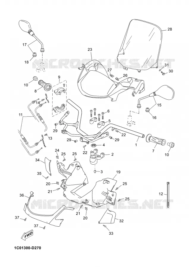 GUIDON ET CABLES Yamaha SCOOTER 250 2005 XMAX  YP250R X-MAX 250