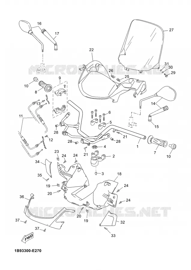 GUIDON ET CABLES Yamaha SCOOTER 250 2007 XMAX  YP250R X-MAX 250