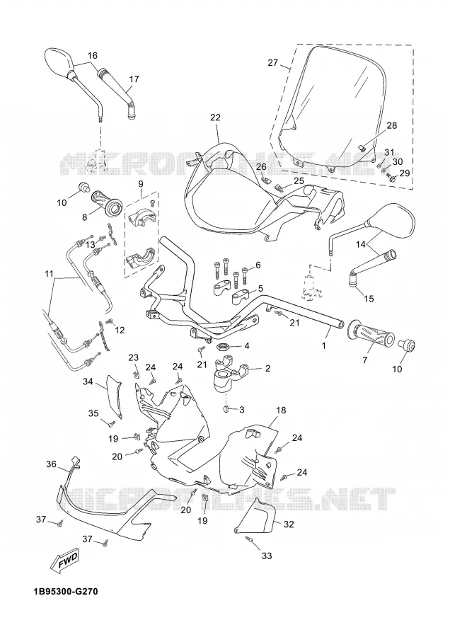 GUIDON ET CABLES Yamaha SCOOTER 250 2009 XMAX  YP250R X-MAX 250