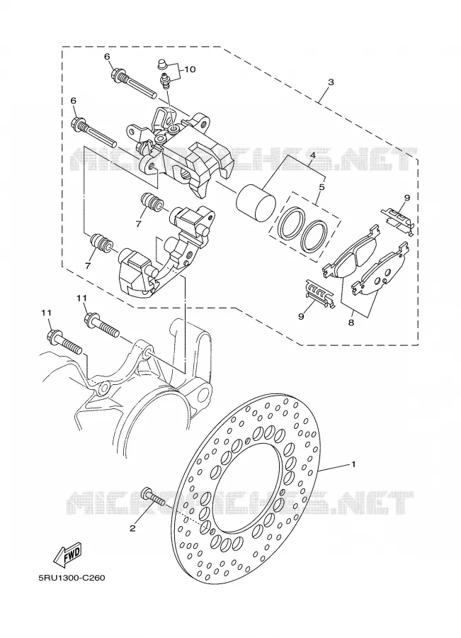 ETRIER DE FREIN ARRIERE Yamaha SCOOTER 400 2005 MAJESTY  YP400