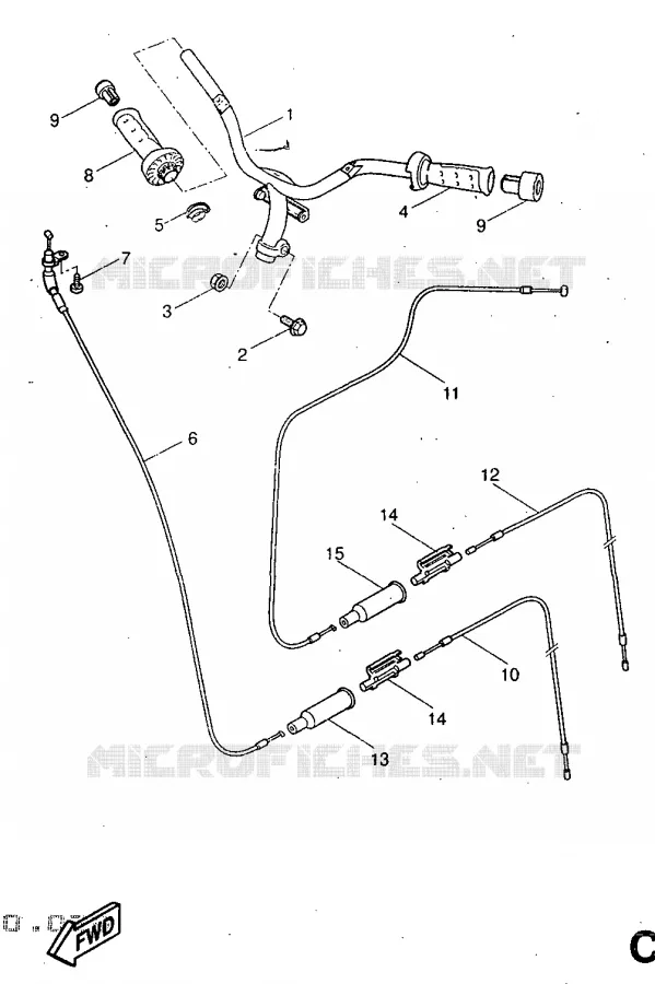 GUIDON ET CABLES Yamaha SCOOTER 50 1998 AEROX  YQ50