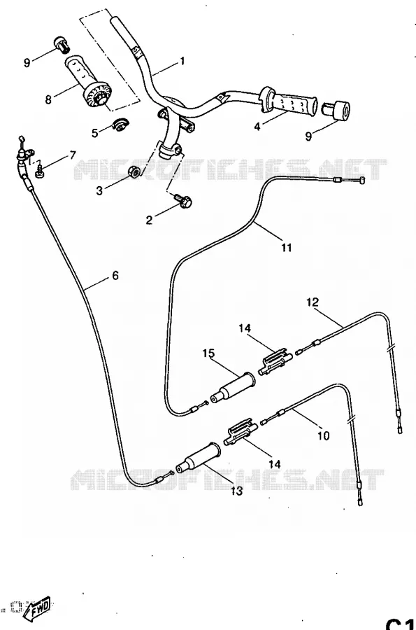 GUIDON ET CABLES Yamaha SCOOTER 50 1998 AEROX  YQ50