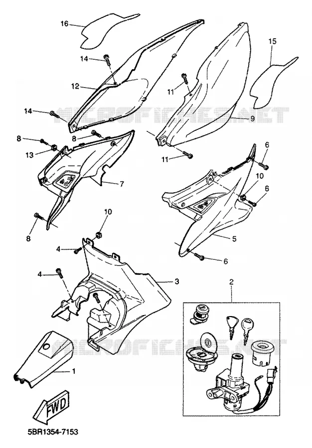 COUVERCLE LATERAL Yamaha SCOOTER 50 2000 AEROX  YQ50