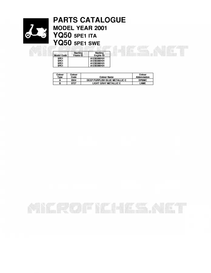 * CATALOG PREFACE * Yamaha SCOOTER 50 2001 AEROX  YQ50