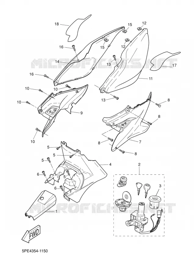 COUVERCLE LATERAL Yamaha SCOOTER 50 2001 AEROX  YQ50