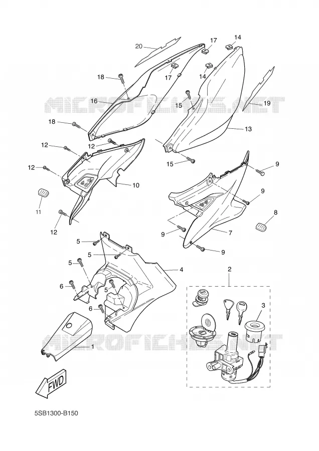 COUVERCLE LATERAL Yamaha SCOOTER 50 2003 AEROX  YQ50