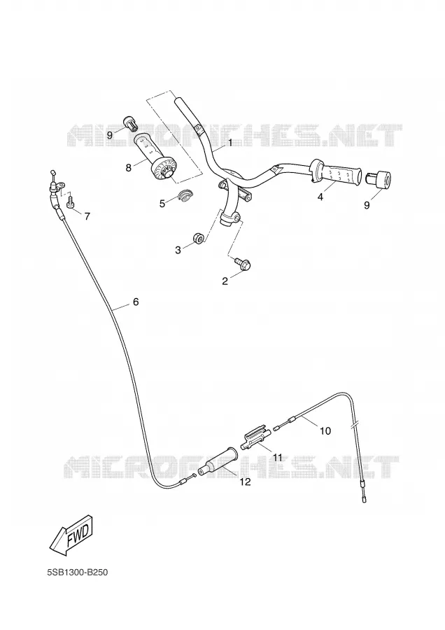 GUIDON ET CABLES Yamaha SCOOTER 50 2003 AEROX  YQ50