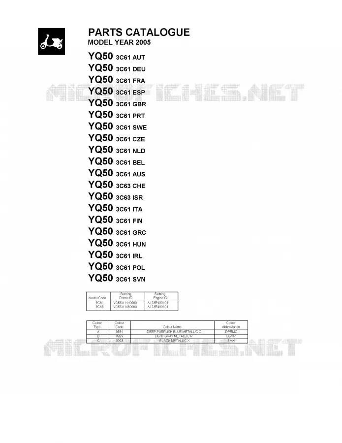 * CATALOG PREFACE * Yamaha SCOOTER 50 2005 AEROX  YQ50