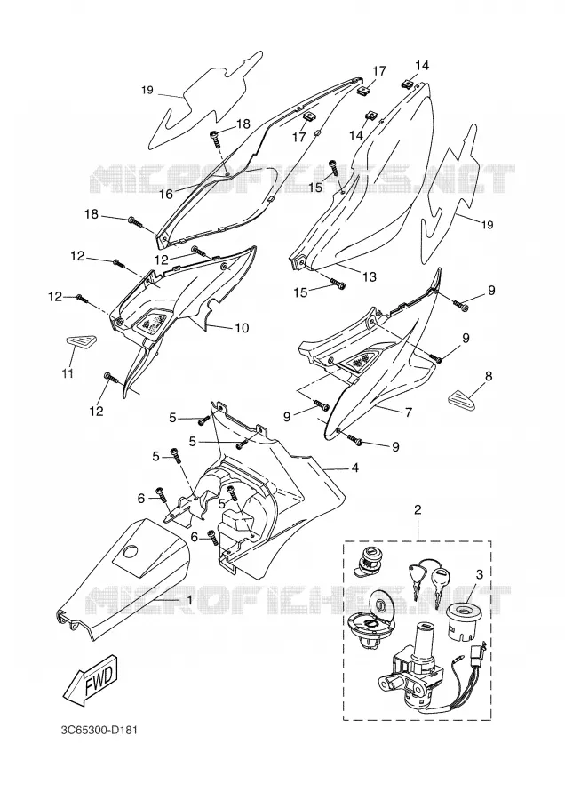 COUVERCLE LATERAL Yamaha SCOOTER 50 2005 AEROX  YQ50L