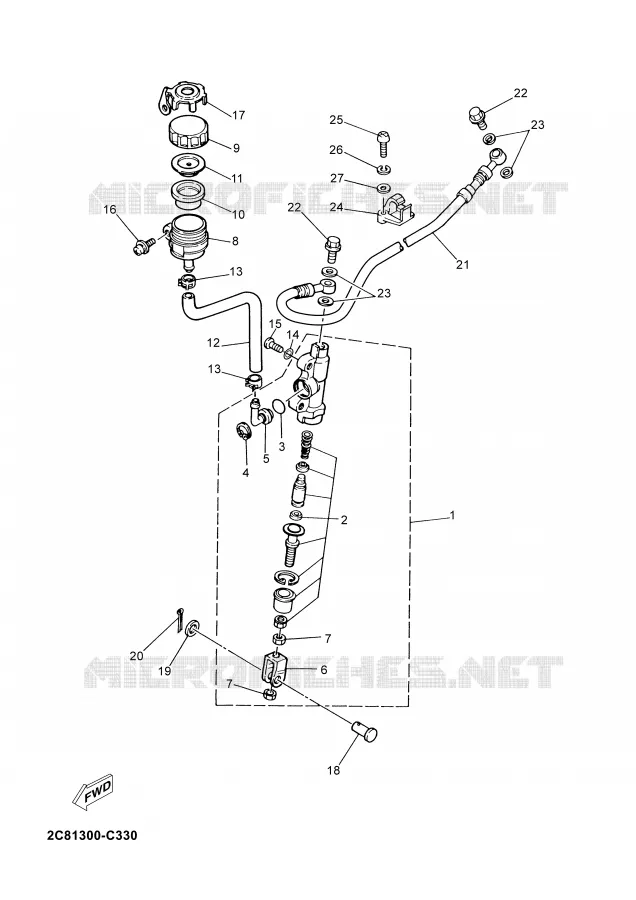 MAITRE CYLINDRE DE FREIN ARRIERE Yamaha MOTO 125 2006 DTX  DT125X