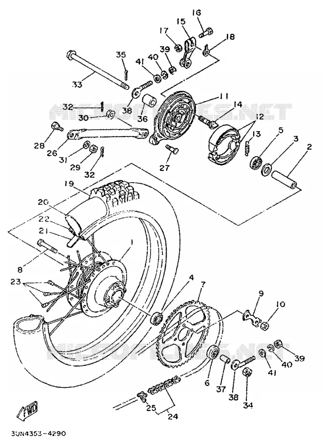ROUE ARRIERE Yamaha MOTO 50 1998 DTLC  DT50LC