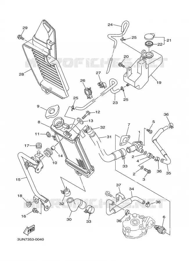 RADIATEUR / DURITES Yamaha MOTO 50 2000 DTLC  DT50LC