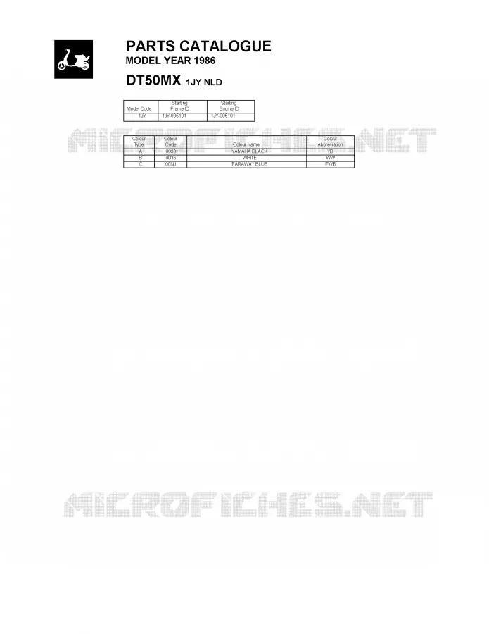 * CATALOG PREFACE * Yamaha MOTO 50 1986 DTMX  DT50M