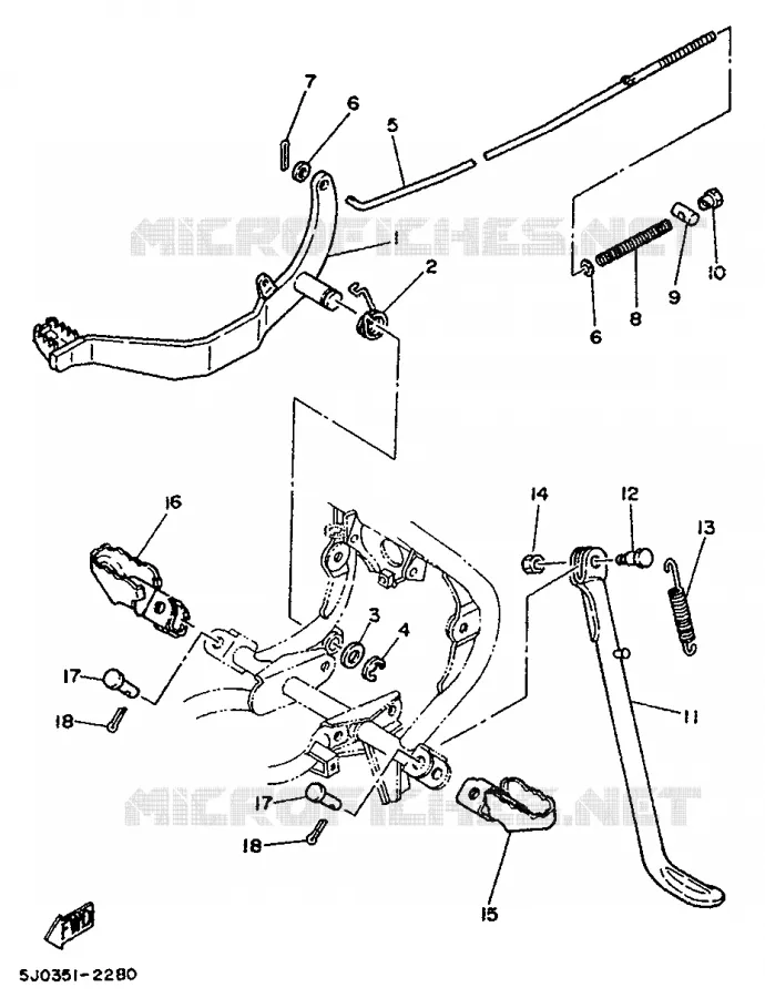 SUPPORT / REPOSE PIEDS Yamaha MOTO 50 1986 DTMX  DT50M