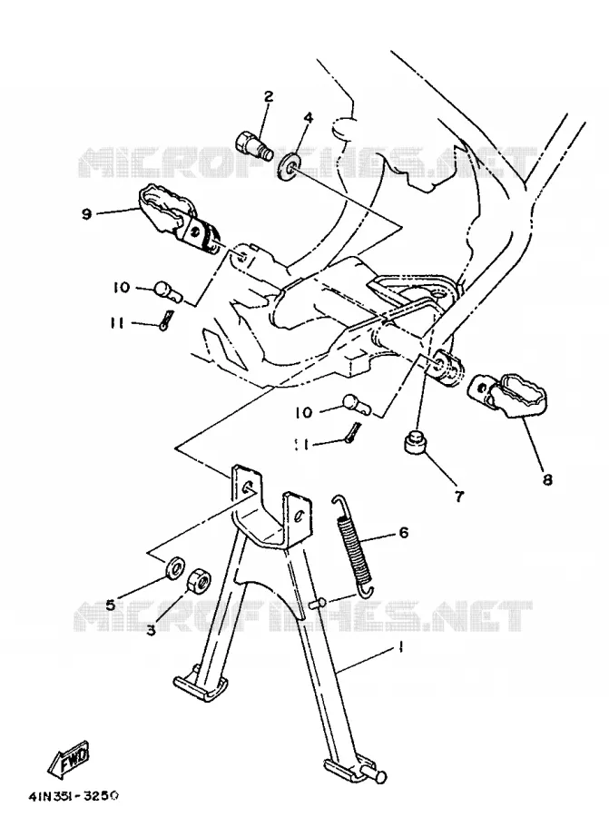 SUPPORT / REPOSE PIEDS Yamaha MOTO 50 1986 DTMX  DT50MX