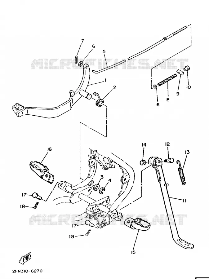 SUPPORT / REPOSE PIEDS Yamaha MOTO 50 1986 DTMX  DT50MX