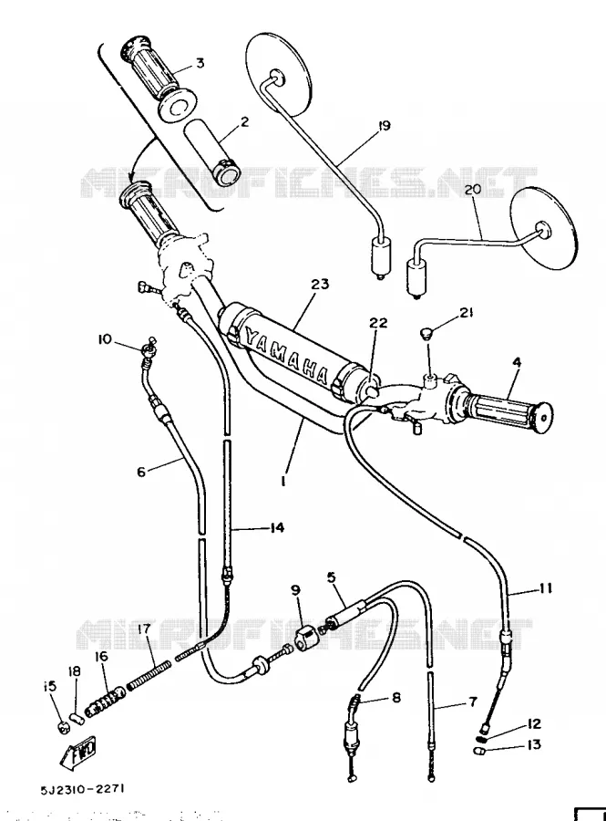 GUIDON ET CABLES Yamaha MOTO 50 1986 DTMX  DT50MX