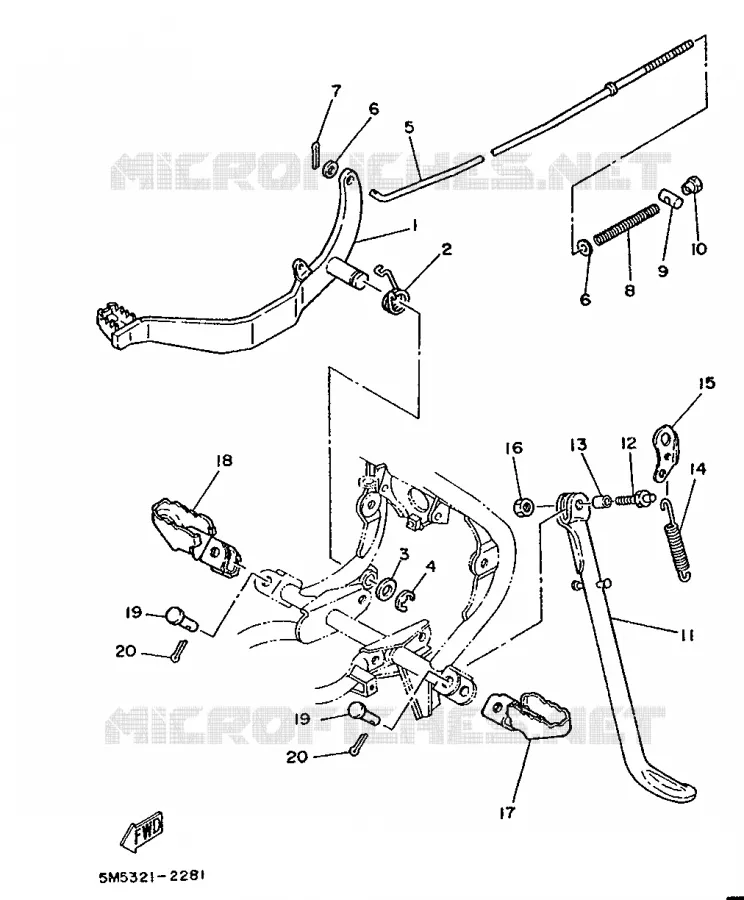 SUPPORT / REPOSE PIEDS Yamaha MOTO 50 1988 DTMX  DT50MX