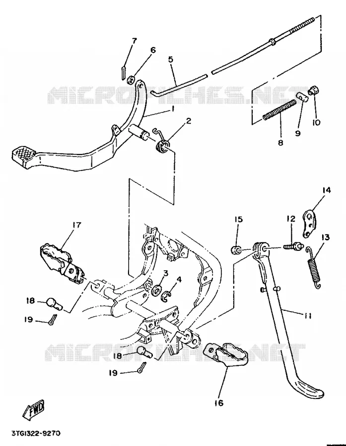 SUPPORT / REPOSE PIEDS Yamaha MOTO 50 1992 DTMX  DT50MX