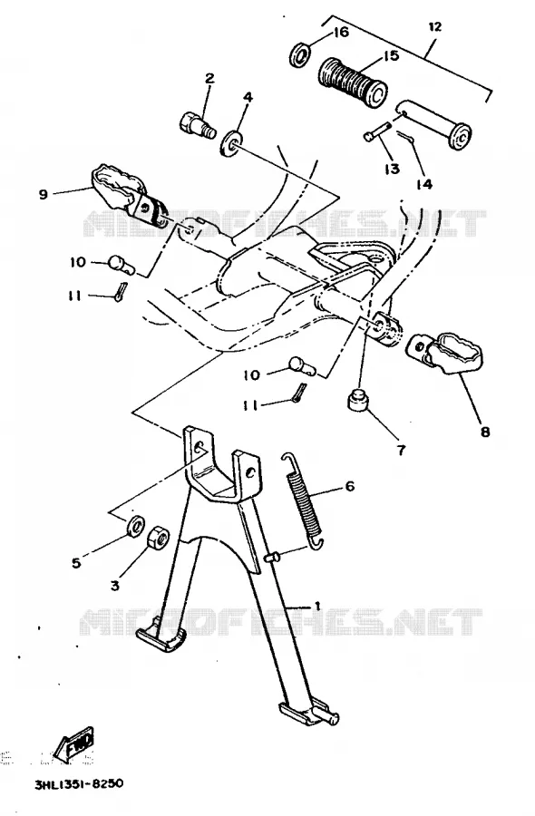 BEQUILLE / REPOSE PIEDS Yamaha MOTO 50 1988 DTR  DT50R