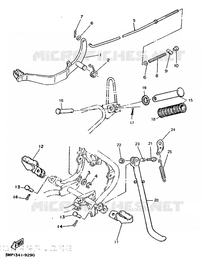 SUPPORT / REPOSE PIEDS Yamaha MOTO 50 1989 DTR  DT50R
