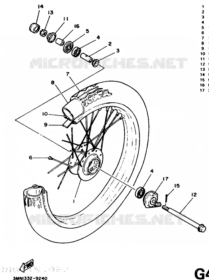 ROUE AVANT Yamaha MOTO 50 1995 DTR  DT50R