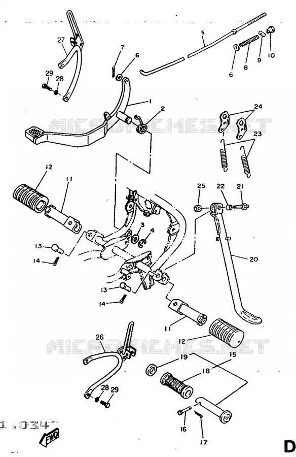 SUPPORT / REPOSE PIEDS Yamaha MOTO 50 1997 DTR  DT50R