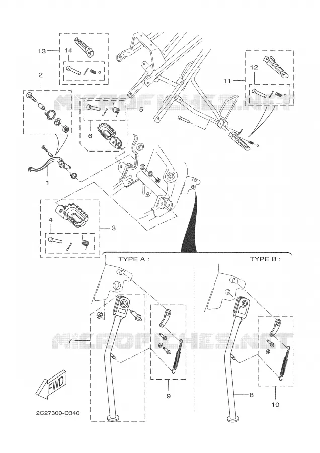 BEQUILLE / REPOSE PIEDS Yamaha MOTO 50 2005 DTR  DT50R