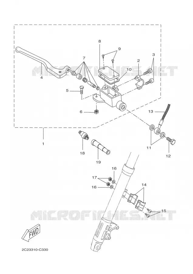 MAITRE CYLINDRE DE FREIN AVANT Yamaha MOTO 50 2006 DTR  DT50R