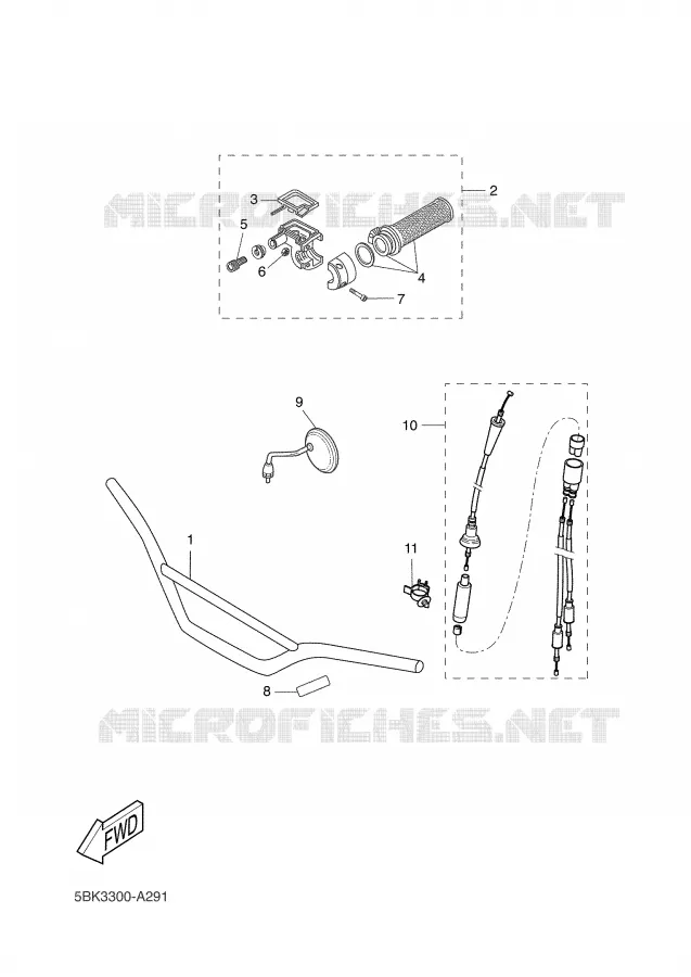 GUIDON ET CABLES Yamaha MOTO 50 2002 DT SM  DT50RSM
