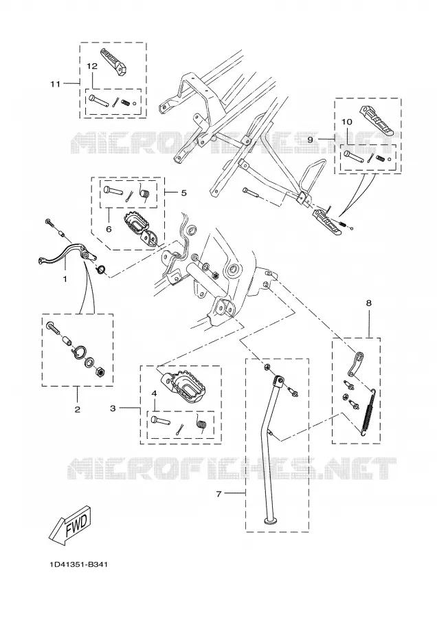 SUPPORT / REPOSE PIEDS Yamaha MOTO 50 2004 DT50R  DT50RSM