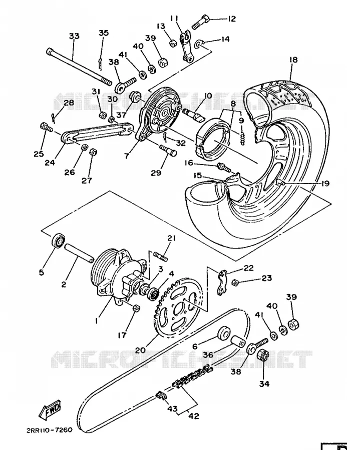 ROUE ARRIERE Yamaha MOTO 50 1987 MINIMOTO  YSR50