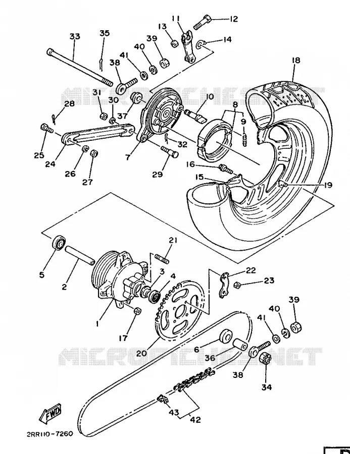 ROUE ARRIERE Yamaha MOTO 50 1987 MINIMOTO  YSR50