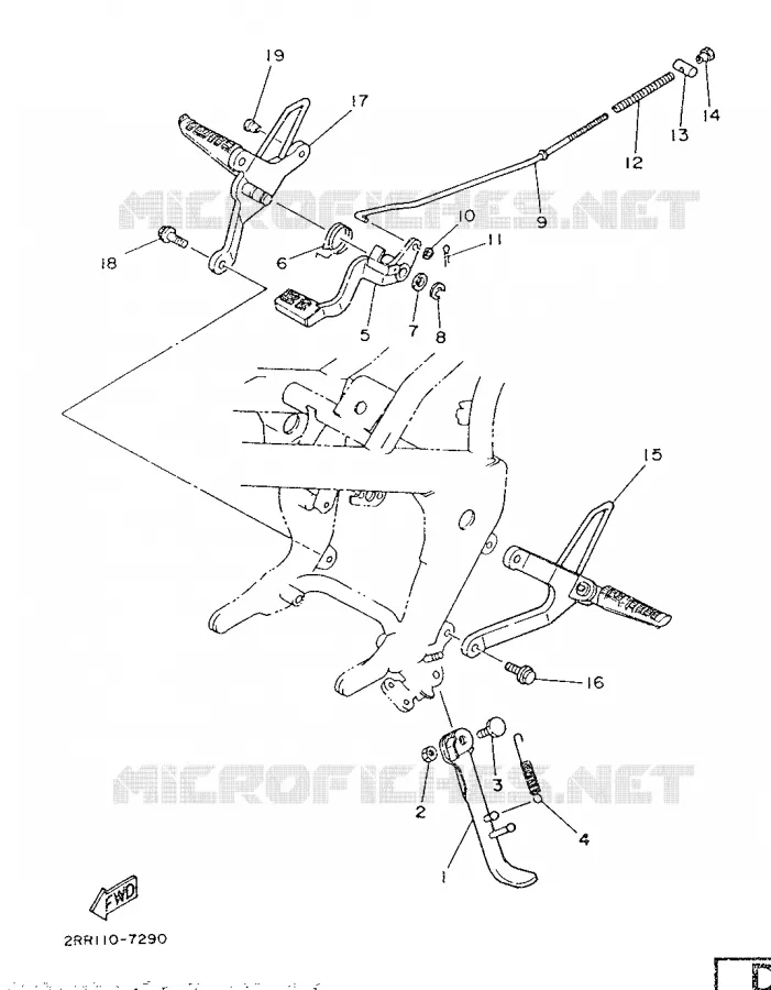 SUPPORT / REPOSE PIEDS Yamaha MOTO 50 1987 MINIMOTO  YSR50