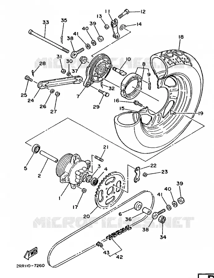ROUE ARRIERE Yamaha MOTO 50 1987 MINIMOTO  YSR50