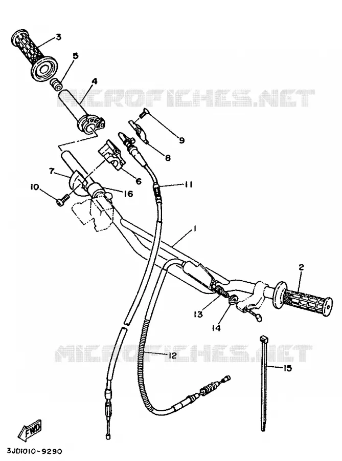 GUIDON ET CABLES Yamaha MOTO 125 1991 YZ  YZ125